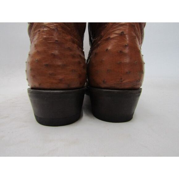 P\'s by Ferrini Mens Sz 7 D Cognac Full Ostrich Quill Brown Leather Cowboy Boots main image 10